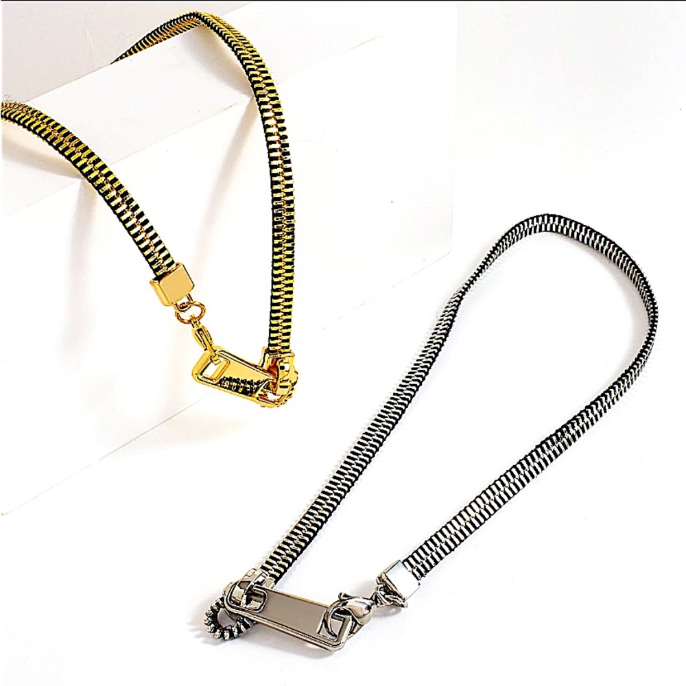 Gold Zipper Punk Minimalist Versatile Necklace - Picture 12 of 15